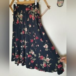 Black Vintage Floral Skirt